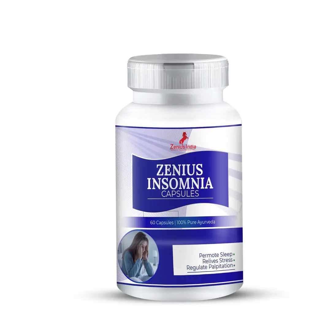 Zenius Insomnia with Brahmi, Shankhpushpi for Peaceful Sleep and Stress Relief - Pack of 1 (60 Capsules)