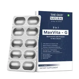 The Old Natural MaxVita -G Multivitamin 10 Tablets I Combination of 9 in 1 Blends - Vitamins, Minerals, Prebiotic & Probiotic , Skin & Hair Care, Vitality & Vigor, Bones & Joint, Immunity Blend & Brain Health Blend - 10 Tablets (1 Strip) icon
