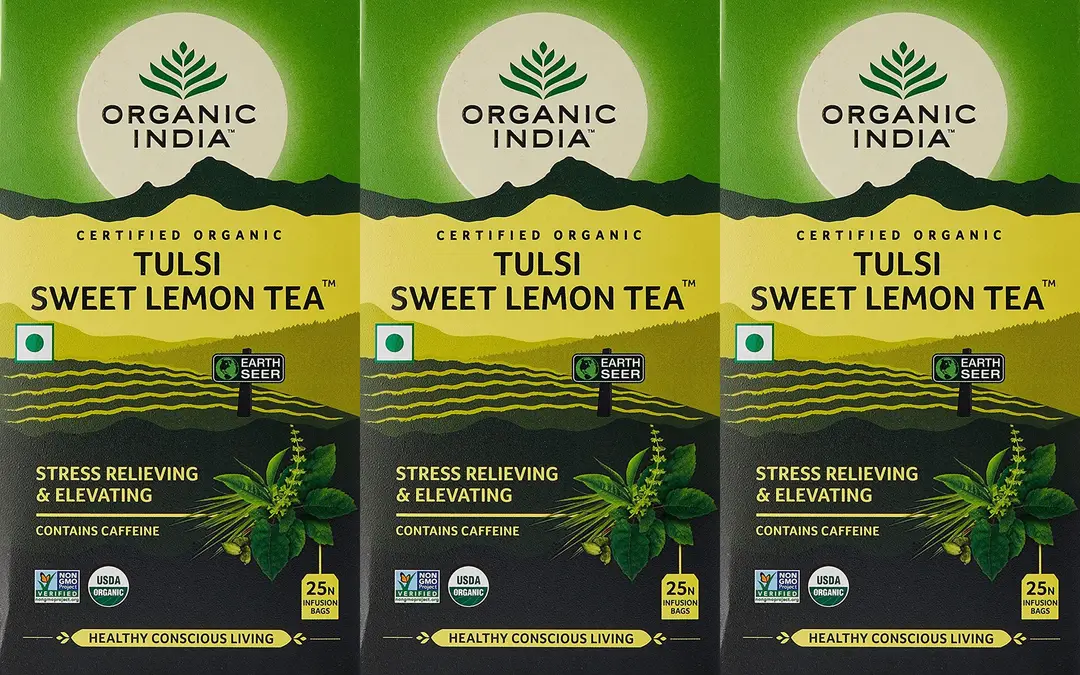 Organic India Tulsi Sweet Lemon - Pack of 3 (75 Tea Bags)
