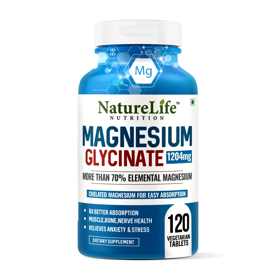 Nature Life Nutrition Magnesium Glycinate 1204mg - Pack of 1(120 Tablets)