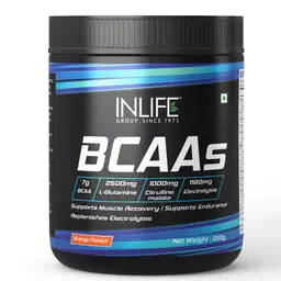 INLIFE - BCAA Supplement 7g Amino Acids Instantized for Pre Post & Intra Energy Drink for Workout, 2.5g L-Glutamine,1g Citrulline Malate, 1180mg Electrolytes Powder (250g) icon