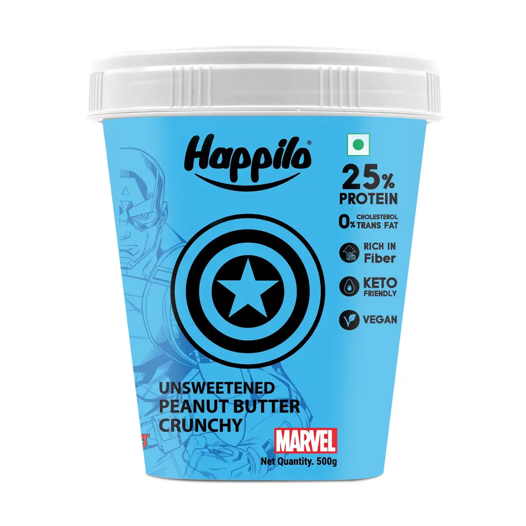 Happilo Marvel Unsweetened Peanut Butter for Weight Management - Crunchy,510 gm