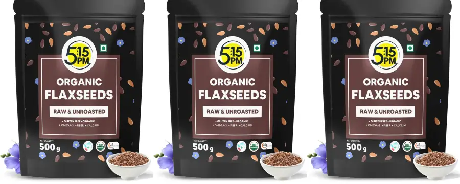 5:15PM Organic Flaxseeds Raw & Unroasted Flax Seeds for Weight Management - 450 gm