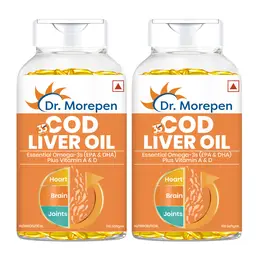 Dr. Morepen COD Liver Oil Capsules with Omega 3, Vitamin A & D for Healthy Heart, Brain, Eyes and Joints icon