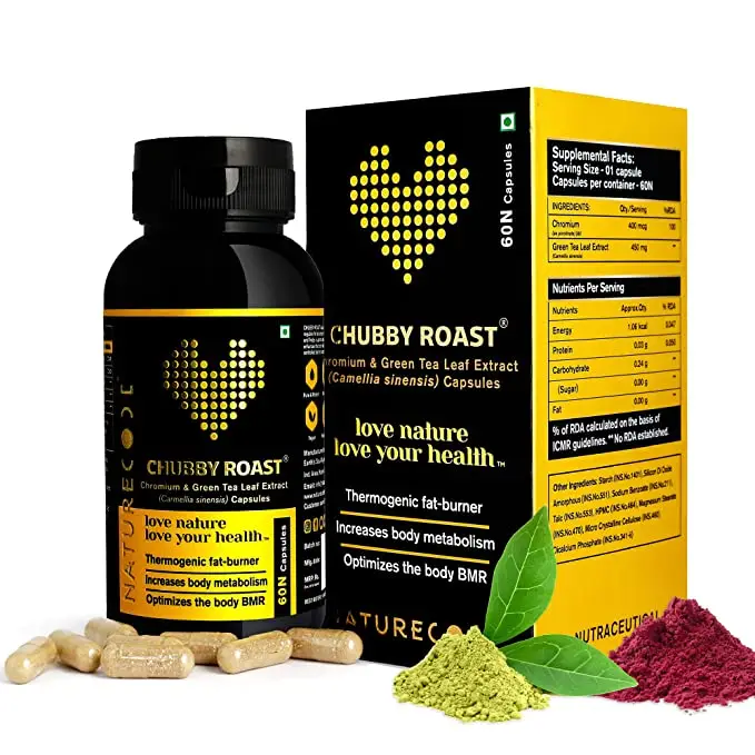 Nature Code Chubby Roast Thermogenic Fat-Burner. - 60 Veg. Capsules - Pack of 1 (60 Capsules)