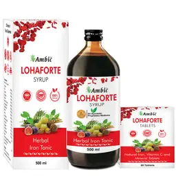 AMBIC LOHAFORTE Iron Syrup 500 ml With Tablet 60 I Iron and Folic Acid Supplemen For Kids & Women icon