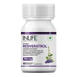 Inlife Resveratrol 750 mg with Japanese Knotweed (Trans-Resveratrol), Grape Seed, Lycopene, Vitamin E & C for Skin and Heart Health