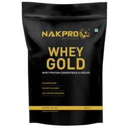 Nakpro GOLD 100% Whey Protein Concentrate Supplement Powder for Muscle Support and Post Workout Recovery