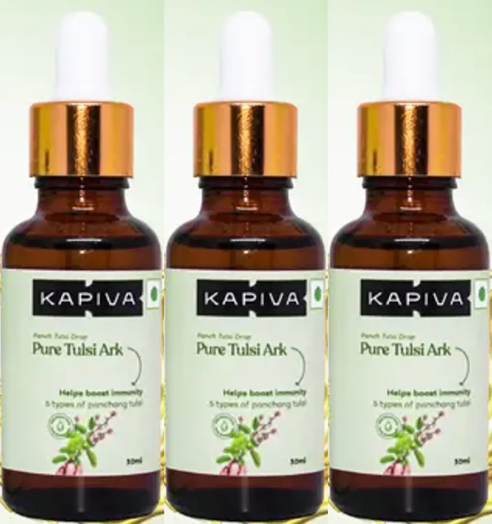Kapiva Pure Tulsi Ark Drops - 5 Types of Panchang Tulsi - Natural Immunity Booster - Pack of 3 (90 ml)