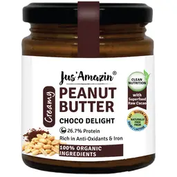 Jus Amazin - Creamy Organic Peanut Butter – Choco Delight - for Rich in Antioxidants