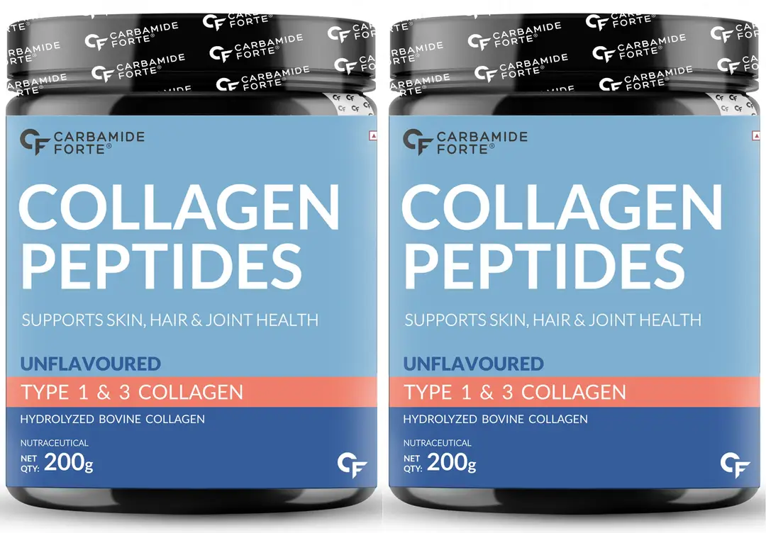 Carbamide Forte - Hydrolyzed Collagen Powder with Type 1 & 3 Collagen Peptides | Unflavored - Pack of 2 (400 gm)