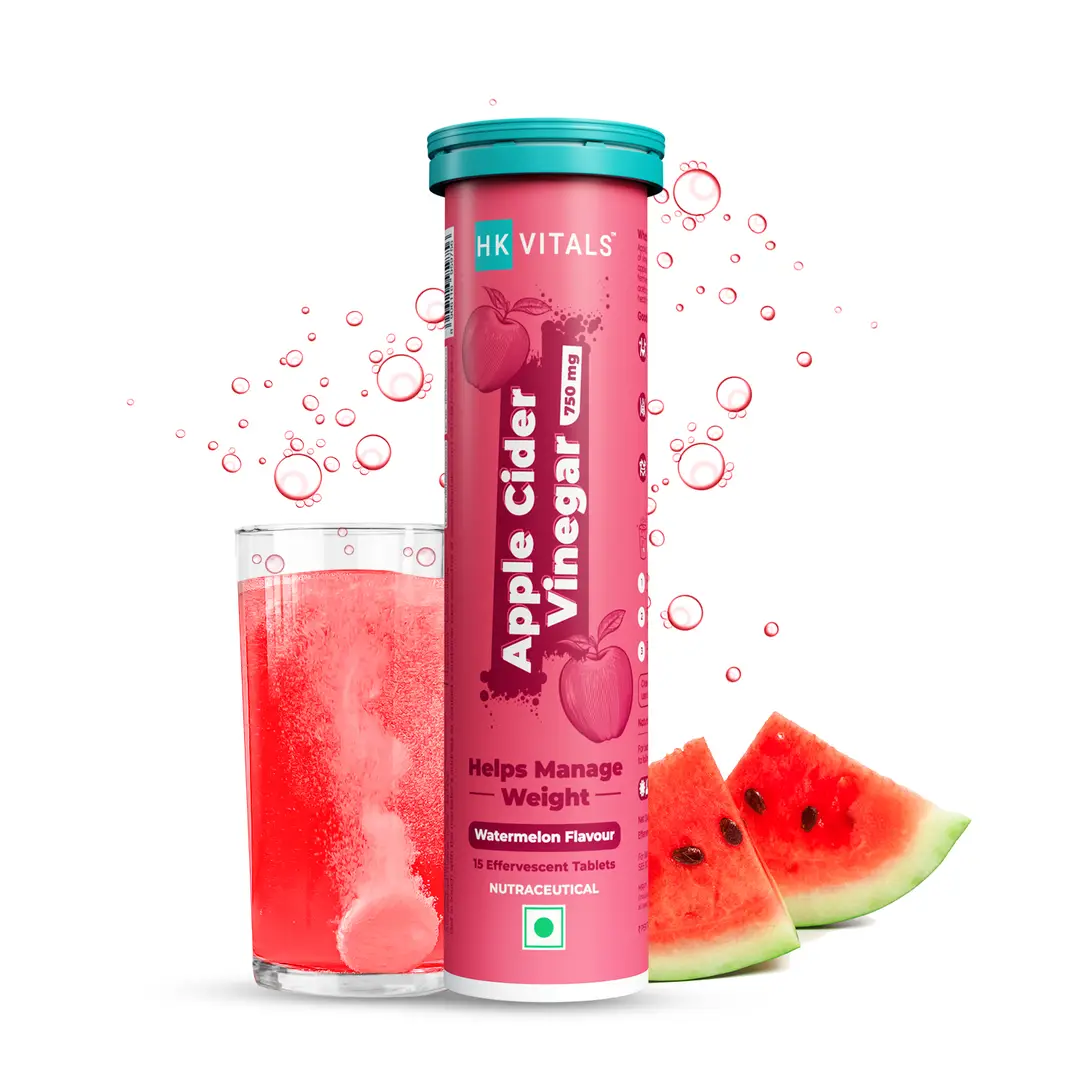 HK vitals Apple Cider Vinegar 750mg For Weight Management & Gut Health, Supports Digestion - Watermelon,15 count