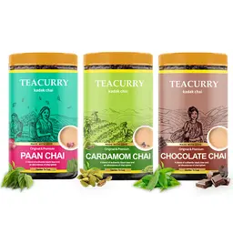 TEACURRY Flavored Chai Combo Pack (3x100 Grams)- Paan, Cardomon, Chocolate