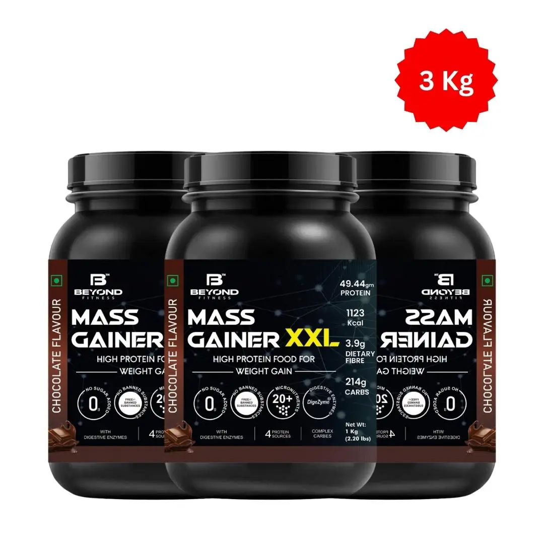 Beyond Fitness - Mass Gainer XXL with Digezyme, Complex Carbs and Protein - for Muscle Gaining - 3000 gm
