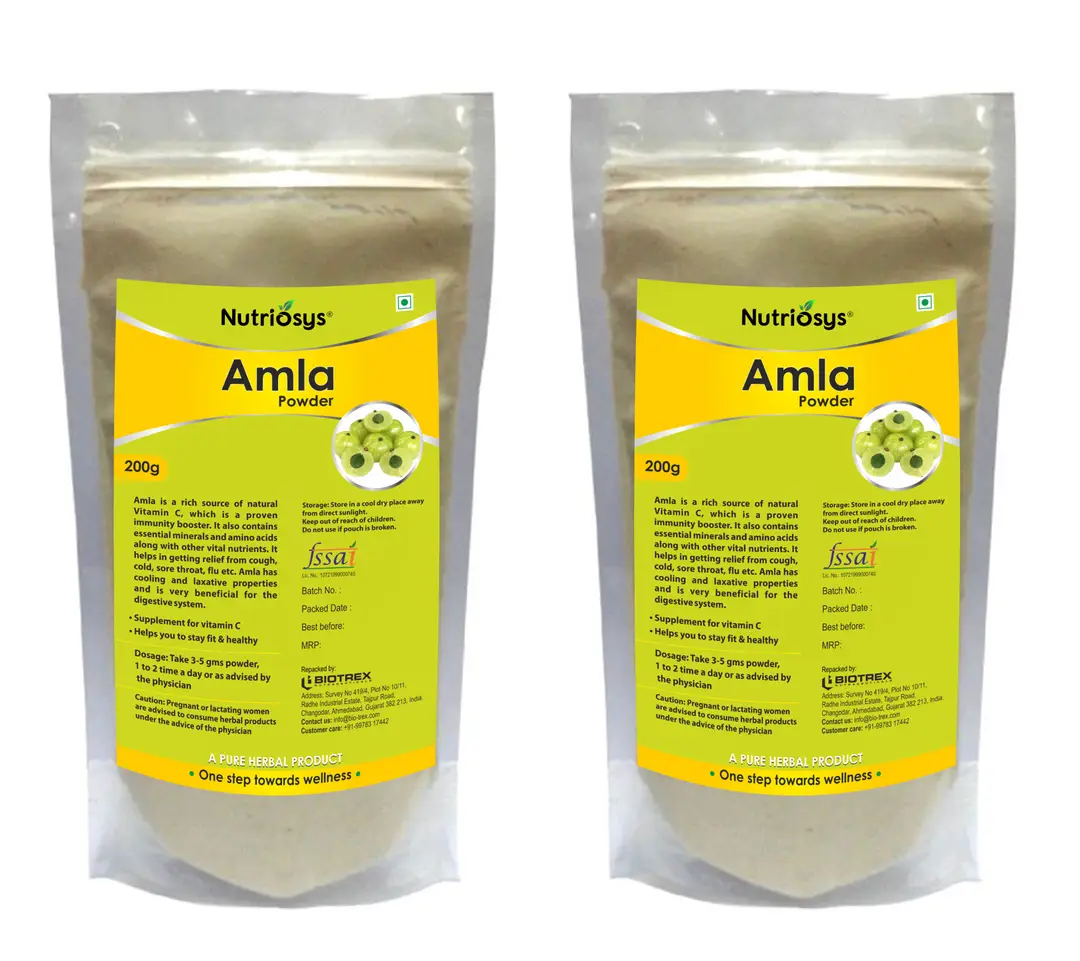 Nutriosys - Amla Herbal Powder, 200g | Hair Care | Skin Care | Immunity Enhancement- Helps in getting relief from cough, cold, sore throat, flu etc. - Pack of 2(400gm)