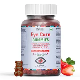 INLIFE - Eye Care Supplement for Kids and Adults | Lutein and Zeaxanthin Gummies with Omega 3 Algal DHA, Astaxanthin, Vitamin A, C & E to Support Eye Health - 30 Strawberry Mix Flavour Gummies icon