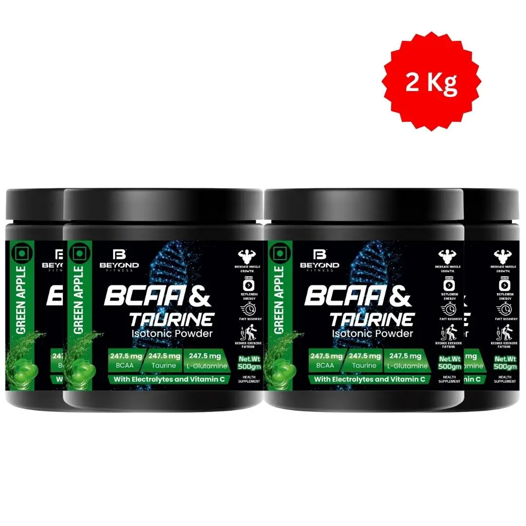Beyond Fitness - BCAA & TAURINE Isotonic Energy Drink - with Electrolytes and vitamin c - Pack of 4 (2000 gm)