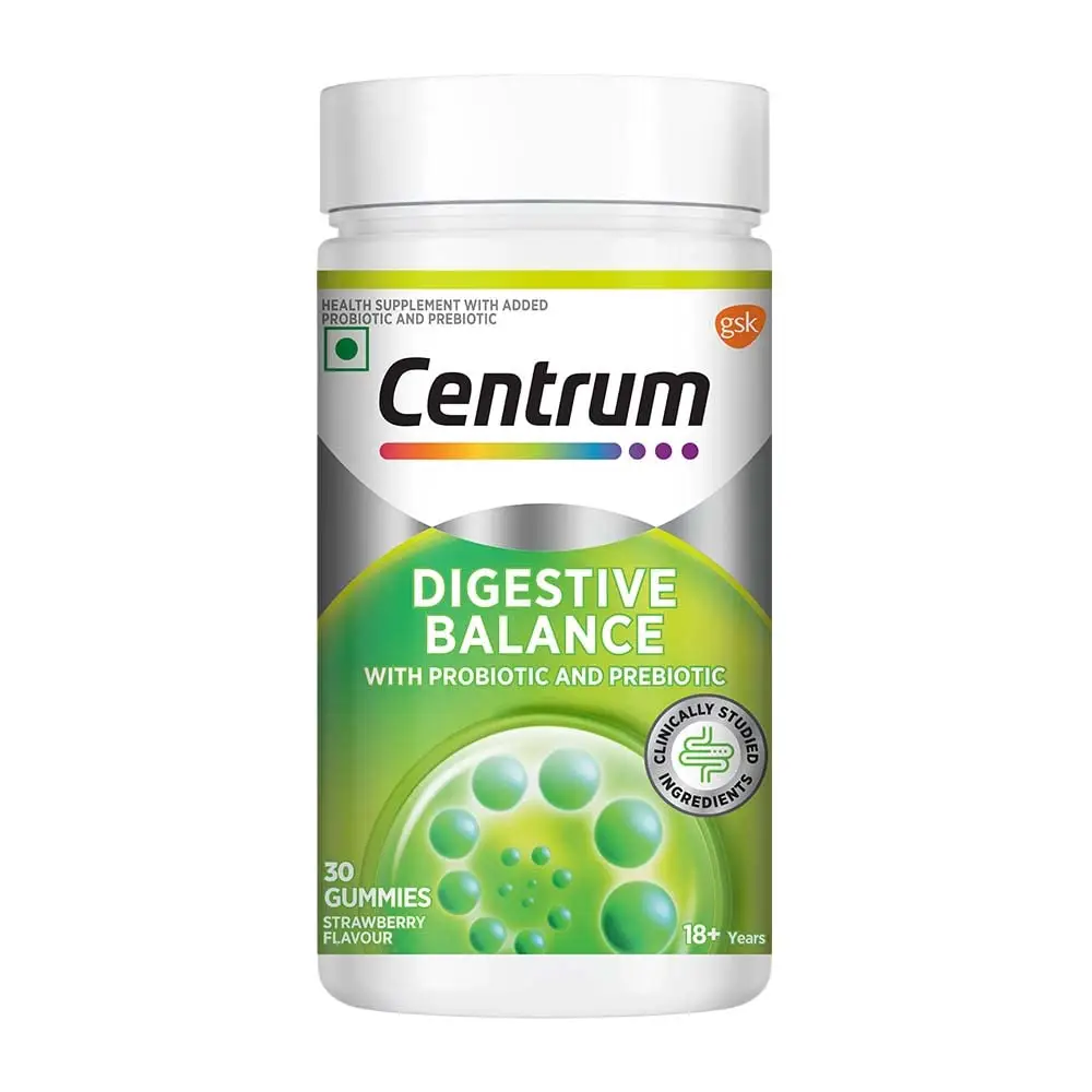 Centrum - Digestive Balance Gummies, 30s |100% Veg|World's #1 Multivitamin - Pack of 1 (30 Gummies)