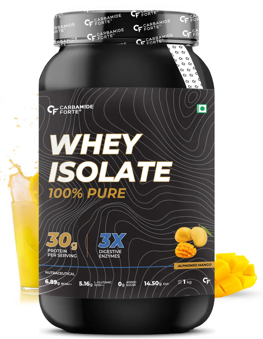 Carbamide Forte Whey Pure Isolate Protein Powder for Muscle Strength and Growth - Mango,1 kg