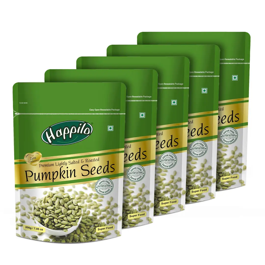 Happilo Premium Lightly Salted & Roasted Pumpkin Seeds - Pack of 5 (1000 gm)