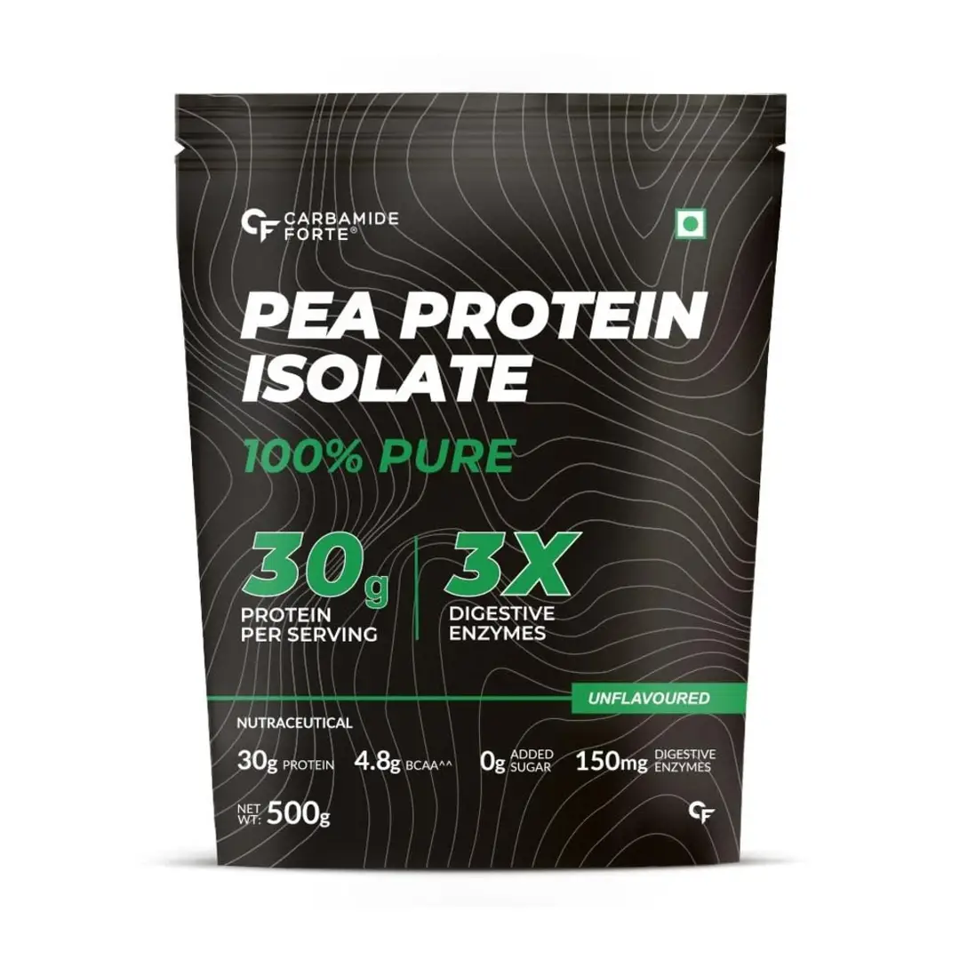 Carbamide Forte Pea Protein Isolate with 4.8g BCAA for Muscle Gain and Recovery - 500 gm