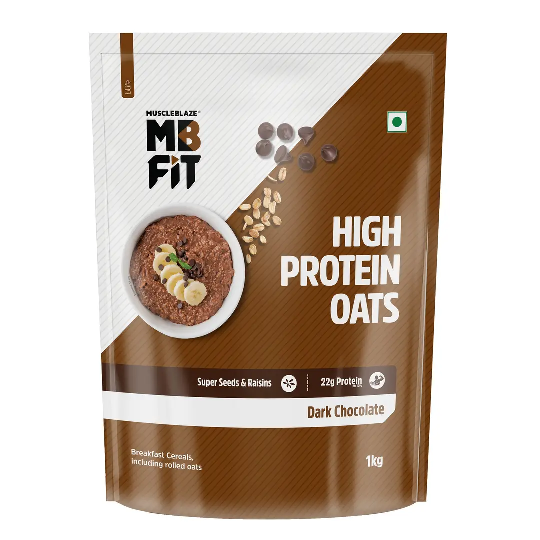 MuscleBlaze Fit High Protein Oats with 22 g Protein, Rolled Oats, Breakfast Cereals for Weight Management - 1000 gm