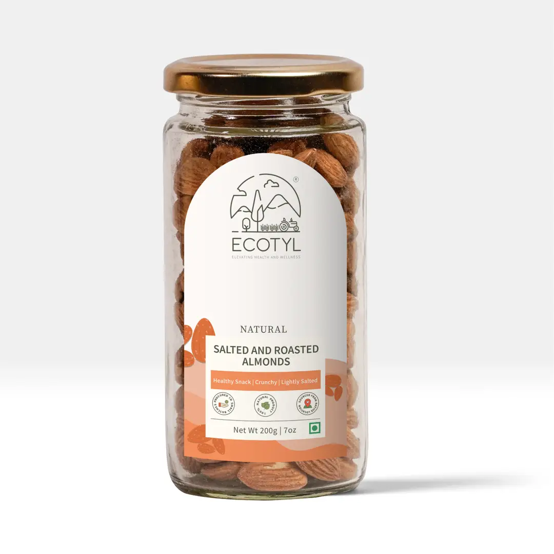 Ecotyl Natural Roasted and Salted Almonds for Maintenance Of A Healthy Body - 200 gm