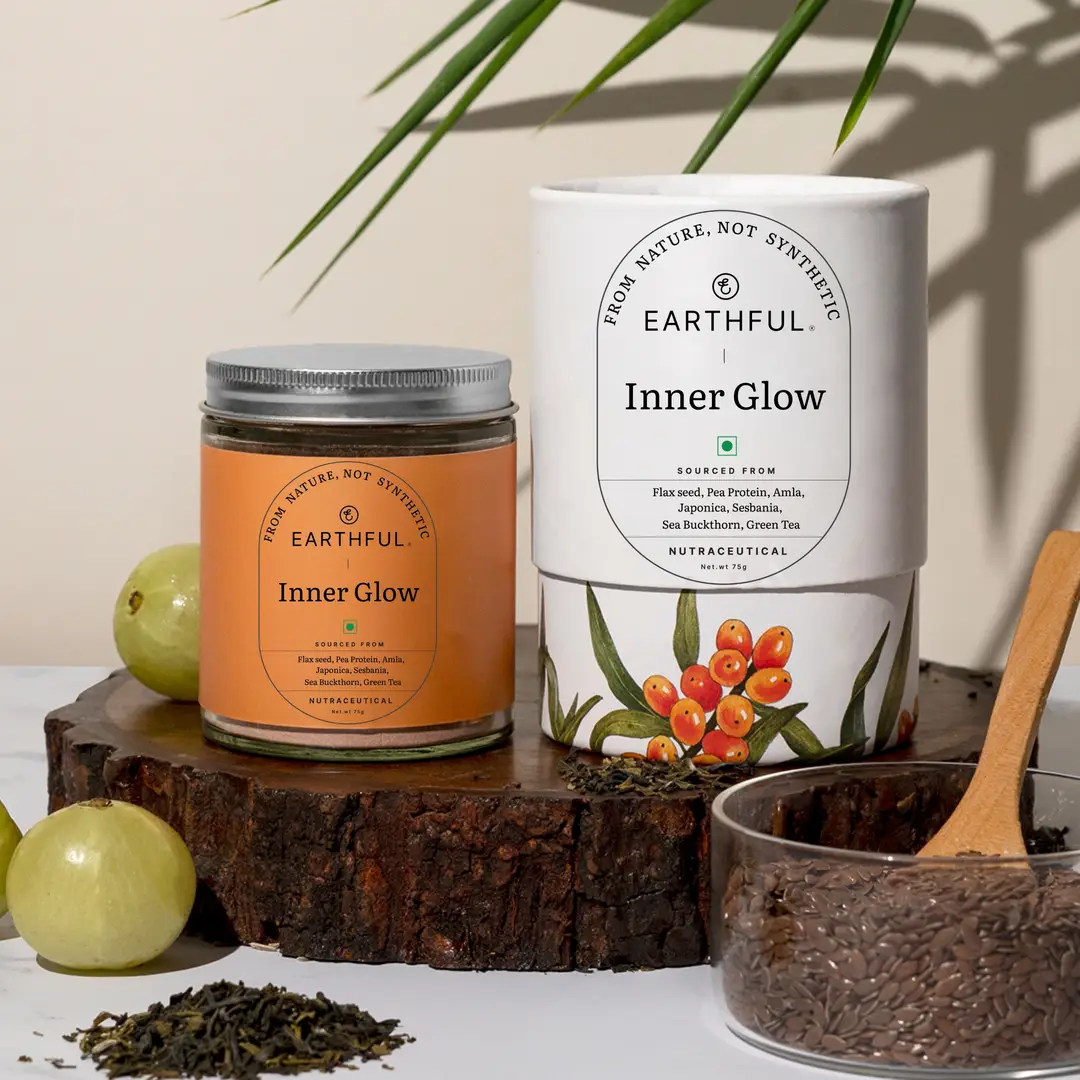 Earthful Plant Based Collagen with Biotin and Omega 3 for Youthful Skin, Hydration and Radiance - 75 gm