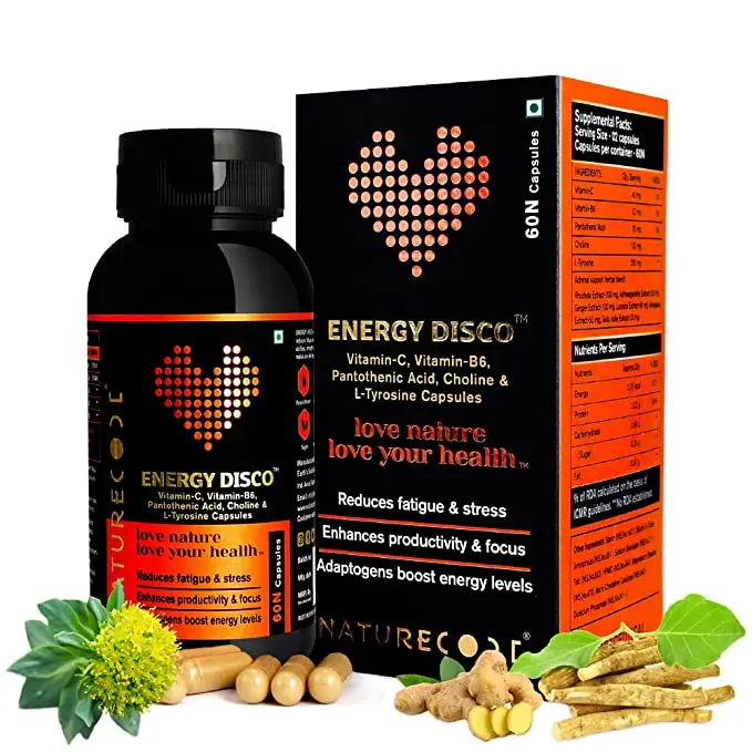 Nature Code Energy Disco Enhances Body Energy Levels - 60 Veg. Capsules - Pack of 1 (60 Capsules)
