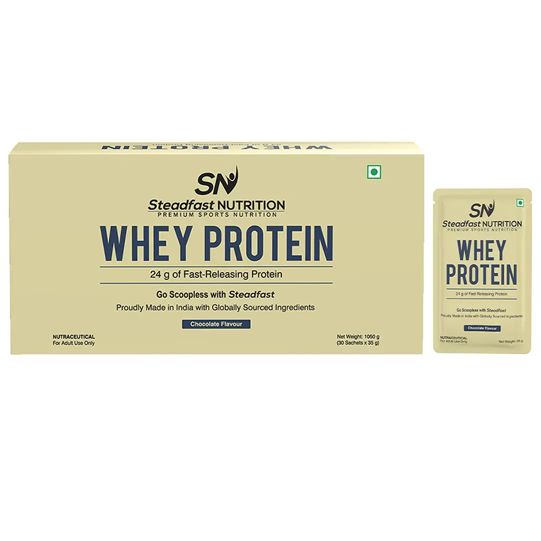 Steadfast Nutrition Whey Protein for Fast Recovery - Chocolate,30 Sachets