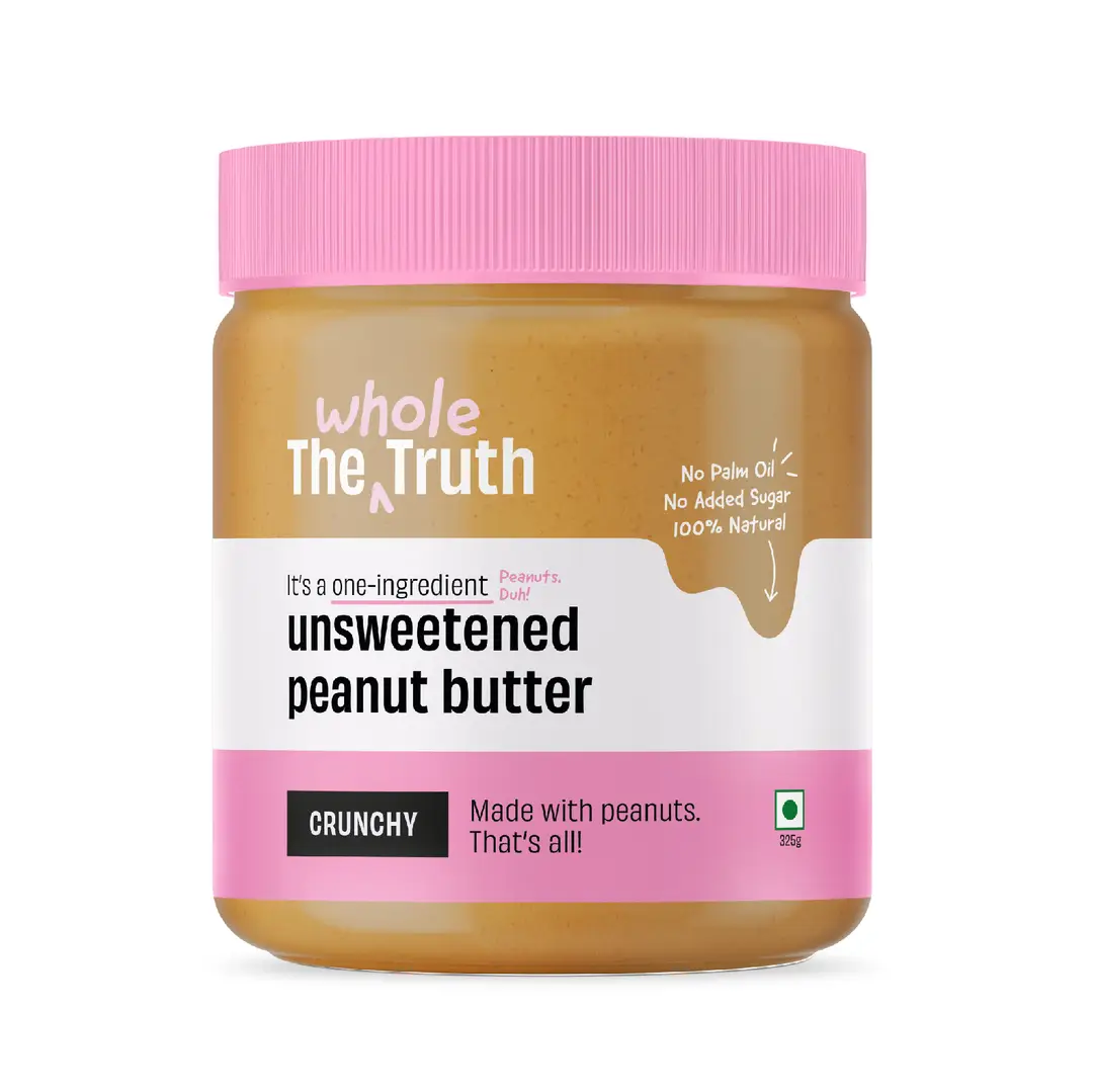 The Whole Truth - Unsweetened Peanut Butter - Crunchy | All Natural | Gluten Free | Vegan - 325 gm