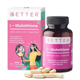 BBETTER L Glutathione for Skin with Vitamin C. Vitamin E, Grape seed extract Alpha lipoic acid and Biotin icon
