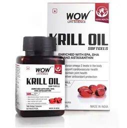 WOW Life Science - Krill Oil Softgels - Enriched with EPA, DHA & Astaxanthin - 500mg Krill Oil - 30 Softgel Capsules icon