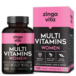 Zingavita - Multivitamin Tablets for Women - With 45+ Vitamins, Calcium, Iron & Herbal Extracts - For Skin, Energy, Stamina and Immunity Support- 120 count icon