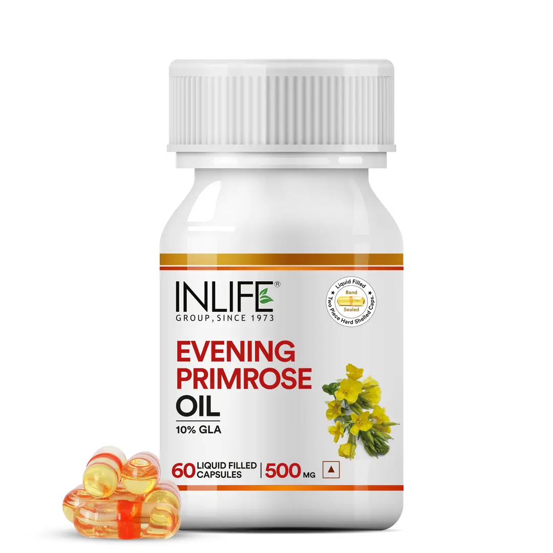 INLIFE - Evening Primrose Oil, Extra Virgin Cold Pressed, 500 mg - 60 Capsules - Pack of 1 (60 Capsules)