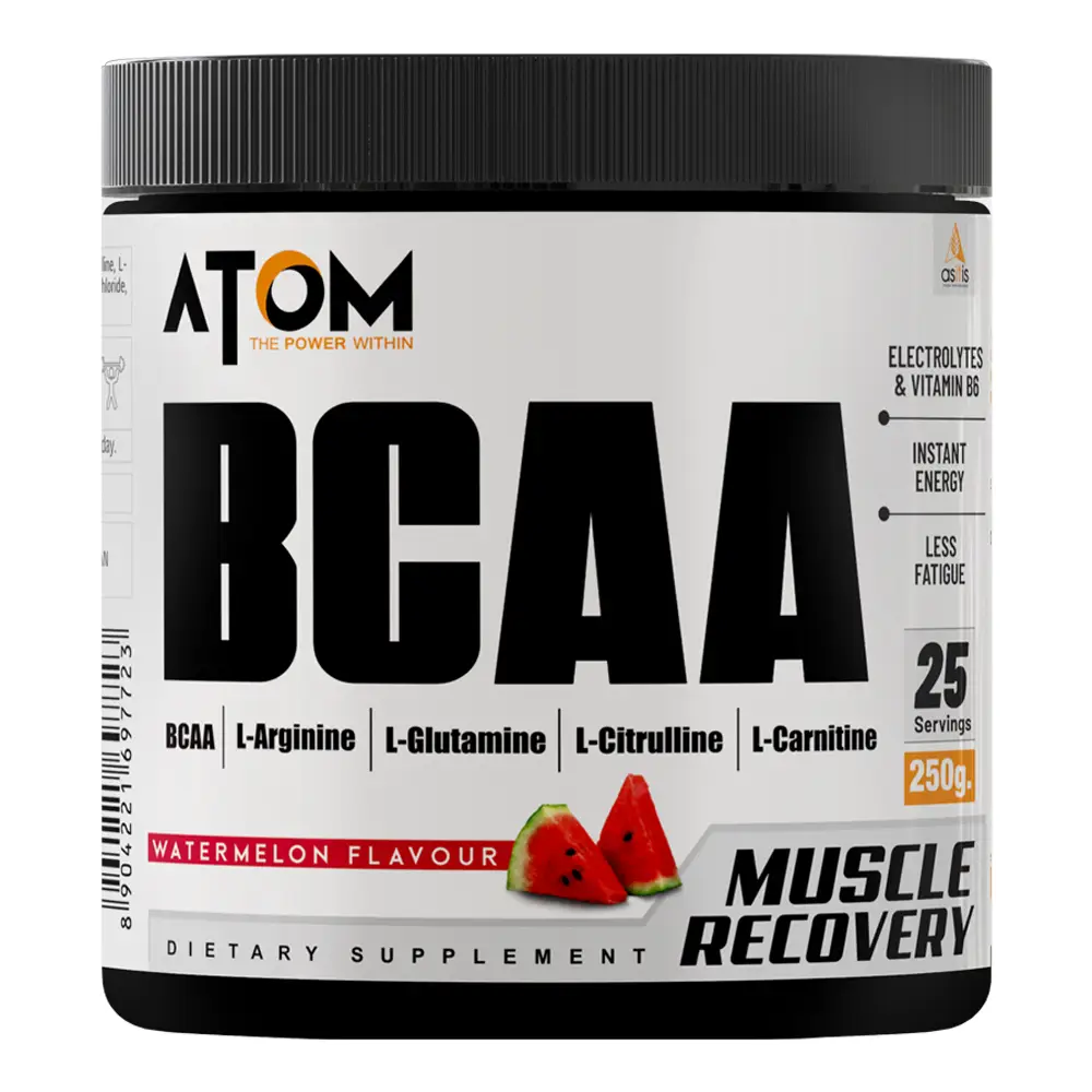 AS-IT-IS Atom BCAA with L-arginine, L-Carnitine, L-Citrulline for Energy Burst and Athletic Performance - Watermelon