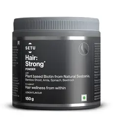 Setu Hair: Strong Powder | Plant Sesbania Biotin Extract, Bamboo Extract, Folic Acid, and Zinc supplement | Supplements for Hair Growth, Strong Hair | Lemon Flavour icon