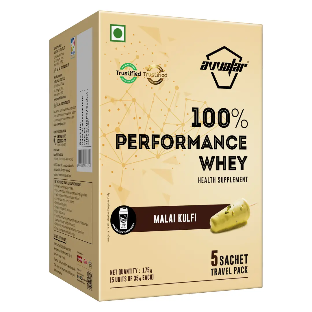 Avvatar Performance Whey Protein (Travel Pack) with 27.5g Protein for Building Strength and Enabling Muscle Growth