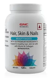 GNC Women's Hair, Skin and Nails Multivitamin For Women | Hair Fall Treatment | Improved Hair Growth | Younger-Looking Skin | Stronger Nails | Formulated In USA | 28 Premium Ingredients | 120 Tablets icon