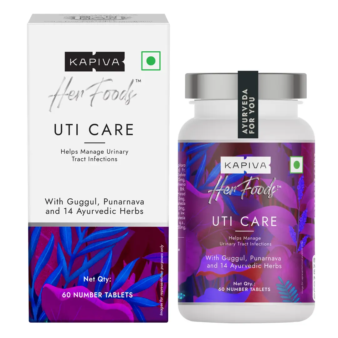 Kapiva Her Foods - UTI Care - Helps Manage Urinary Tract infections - Pack of 1 (60 Capsules)