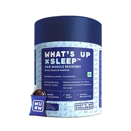 What's Up Sleep Gummy Muscle Recovery | 30 Gummies | Formulated with 5 mg Melatonin, Vitamin D2 & Tart Cherry | Helps You Sleep Soundly and Relieve Sore Muscles icon