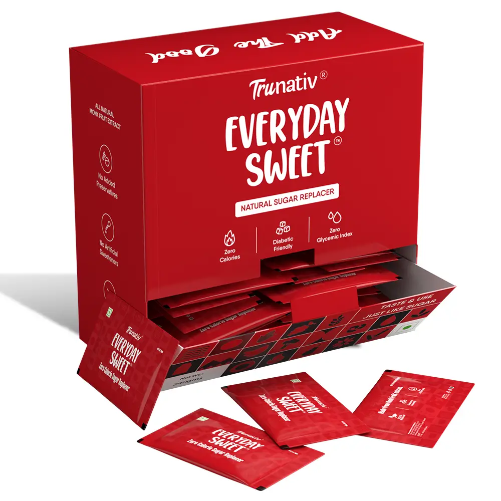 TruNativ Everyday Sweet Natural 1:1 White Sugar Replacer | Monk Fruit Extract | Zero Calories & Carb | Non GMO Sugar Replacement | Cooking & Diabetic Friendly Sweetener | No Bitter Aftertaste - 480 gm