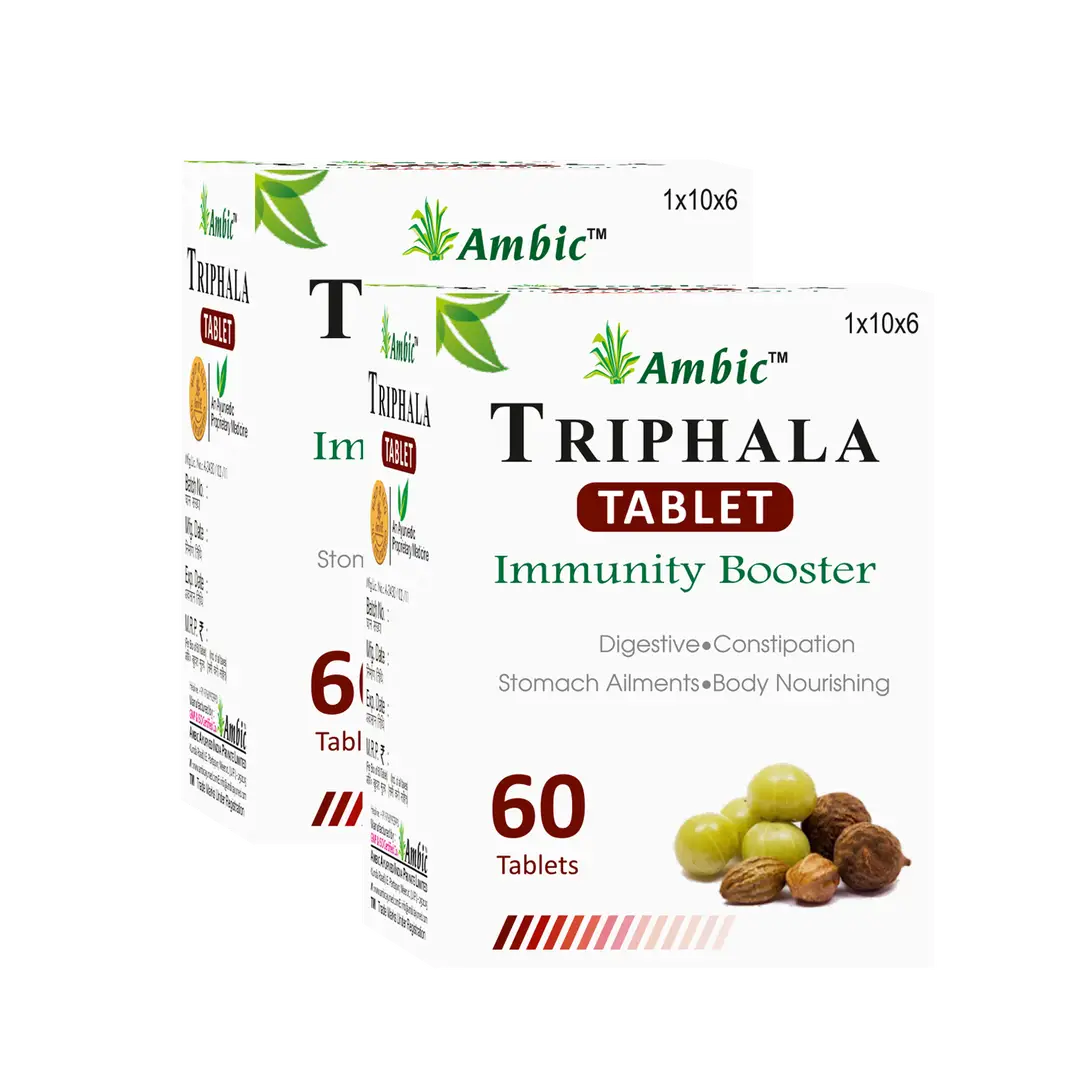 Ambic Wellness Triphala for Digestive Health and Relief From Constipation - Pack of 2 (120 Tablets)
