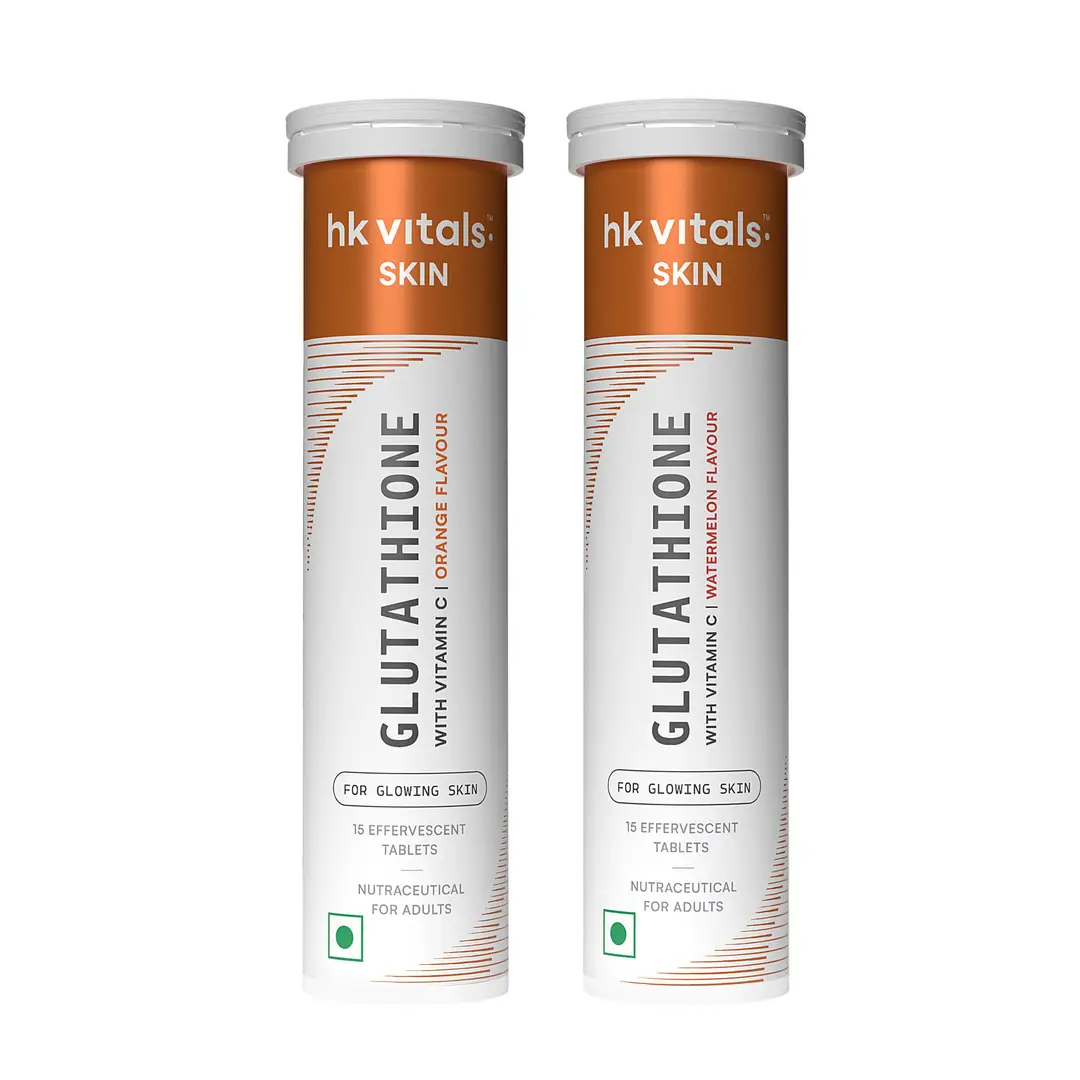 hk vitals Glutathione| L-Glutathione Tablets with Vitamin C & E | For Skin Glow & Hydration - Watermelon & Orange