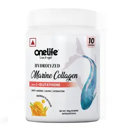 Onelife Hydrolyzed Marine Collagen Powder - Skin & Joint Health, Non-Veg, Hydrolyzed Marine Collagen + L-Glutathione, Highly Bio-Available with Antioxidants & Vitamins, GMO-Free, Gluten-Free icon