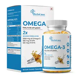 Herbal max - Omega -3 Fish Oil - Healthy for Brain, Heart, Eyes, and Joints Health - 60 Capsules icon