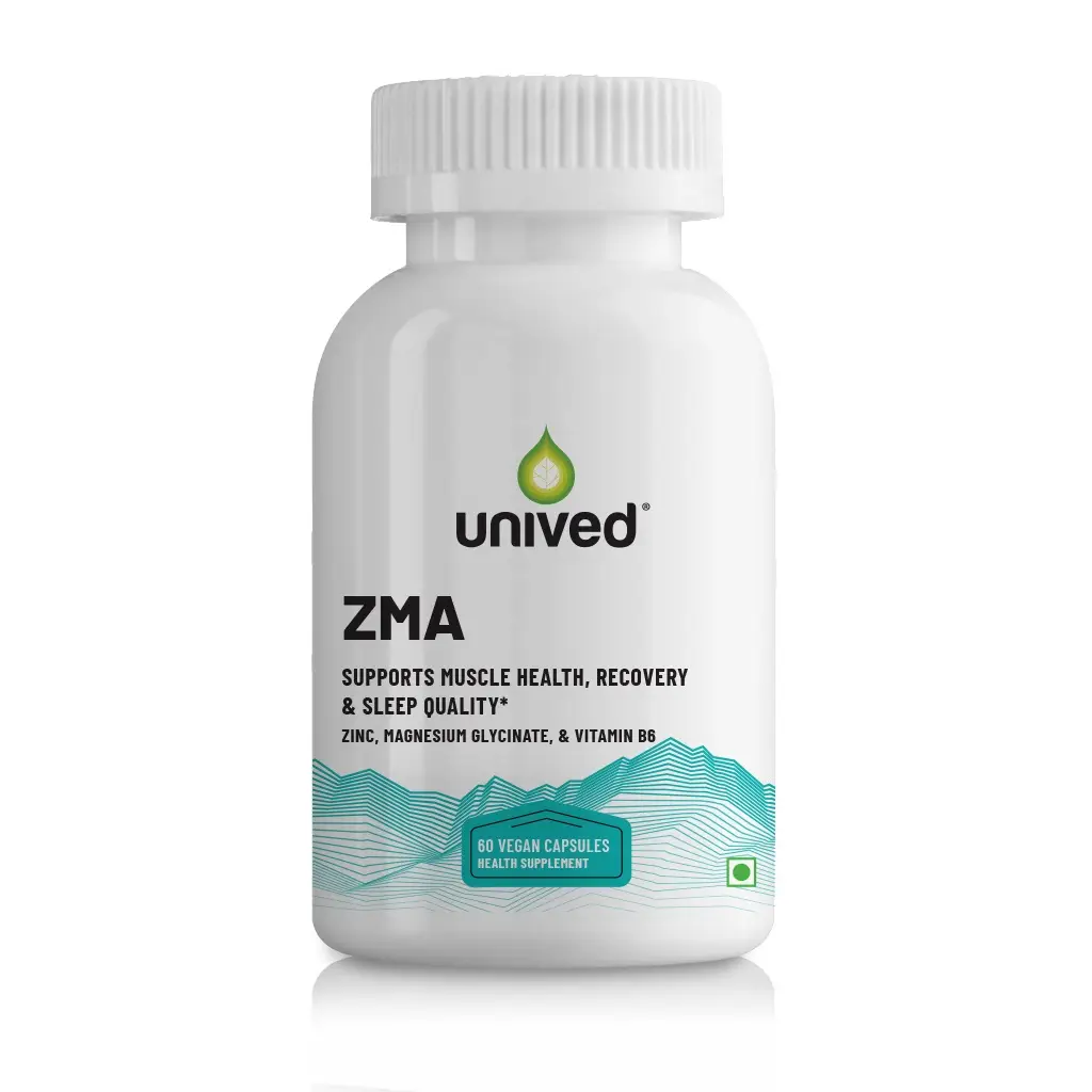 Unived ZMA with Magnesium Glycinate for Muscle Strength and Health - Pack of 1 (60 Capsules)