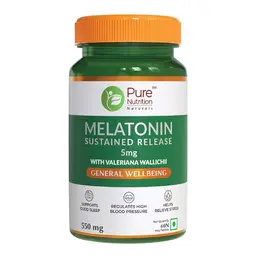 Pure Nutrition Melatonin 5mg (Sustained Release) l Melatonin supplement for Men & Women, Supports Good Sleep icon