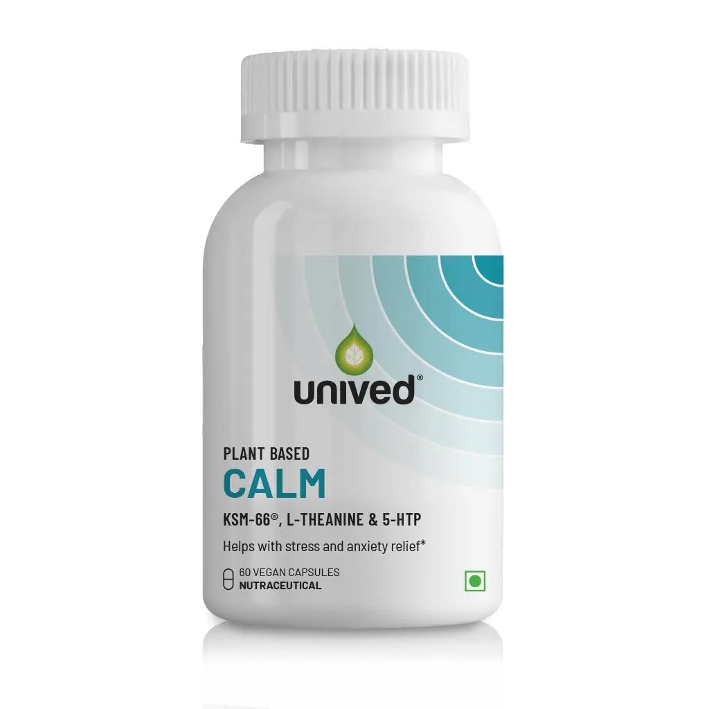 Unived Calm with L Theanine for Reducing Stress And Anxiety - Pack of 1 (60 Capsules)