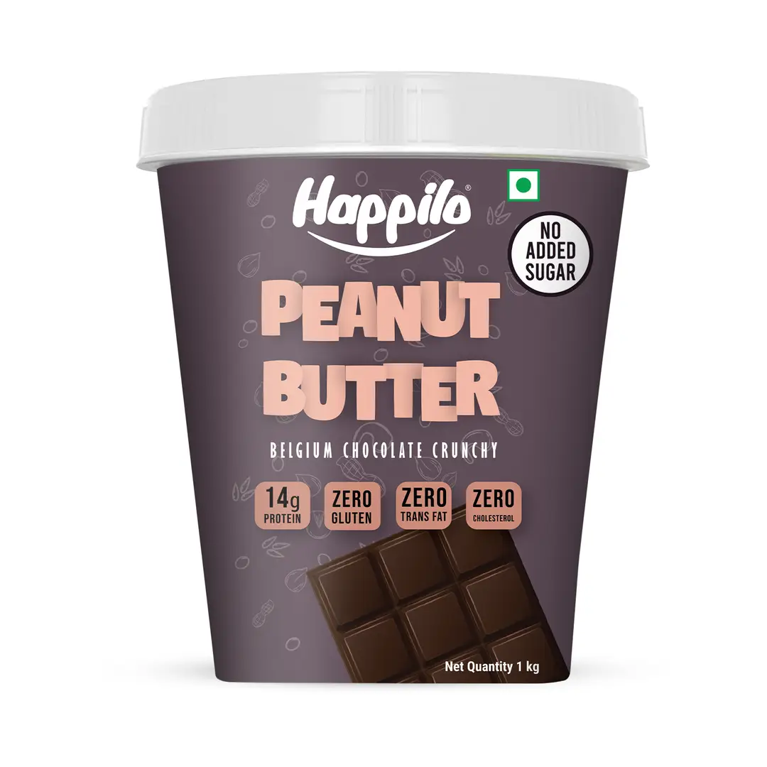 Happilo Belgium Chocolate Peanut Butter for Weight Management - Crunchy,1000 gm